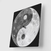 Yin Yang Moon Elegant Numbers Black en White Vierkante Klok (Hoek)