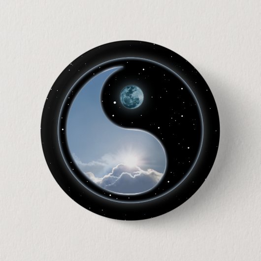 Yin Yang Moon Sun Ronde Button 5,7 Cm (Voorkant)