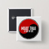 Yin Yang Muay Thai 1 Vierkante Button 5,1 Cm (Voorkant /achterkant)