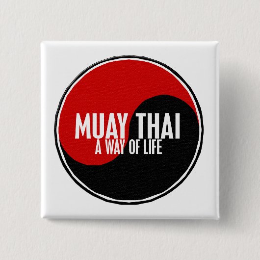 Yin Yang Muay Thai 1 Vierkante Button 5,1 Cm (Voorkant)