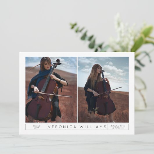 Yin & Yang Music Afstuderen Uitnodiging (Staand voorkant)