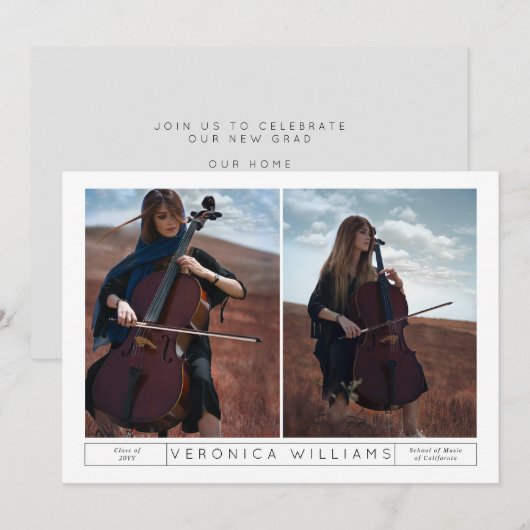 Yin & Yang Music Afstuderen Uitnodiging (Voorkant / Achterkant)