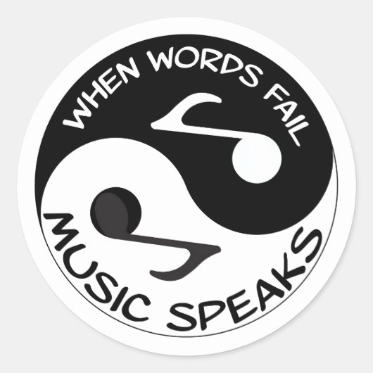 Yin Yang Music Ronde Sticker (Voorkant)