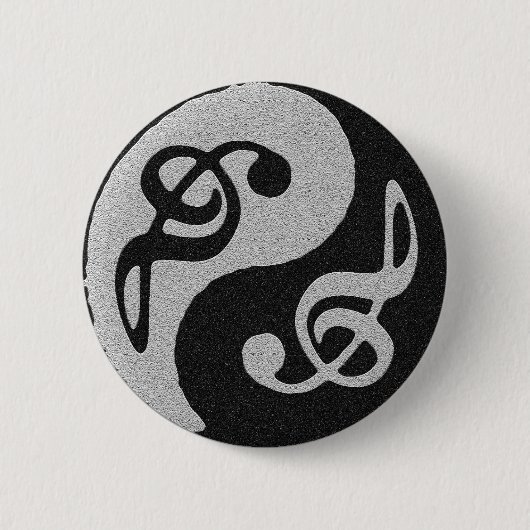 yin yang muzieklevernoot ronde button 5,7 cm (Voorkant)
