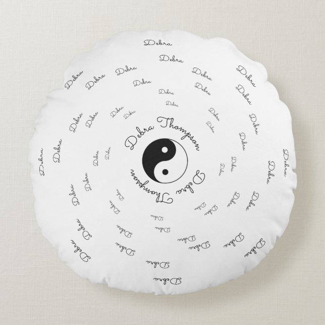 Yin Yang - naam gepersonaliseerde circulaire Rond Kussen (Voorkant)