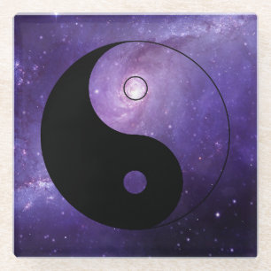 Yin yang nachtelijke hemel glazen onderzetter