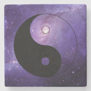 Yin yang nachtelijke hemel stenen onderzetter
