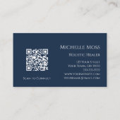 Yin Yang Navy Blue Holistic Wellness QR-code Visitekaartje (Achterkant)