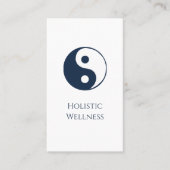 Yin Yang Navy Blue Holistic Wellness QR-code Visitekaartje (Voorkant)