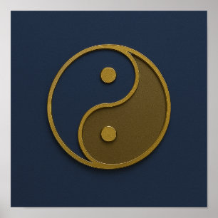 Yin Yang Navy Bronzen Poster