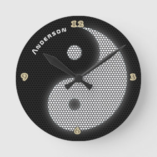 YIN YANG Neon Lichte Stijl Aangepaste Muur Ronde Klok