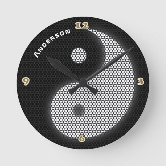 YIN YANG Neon Lichte Stijl Aangepaste Muur Ronde Klok (Voorkant)