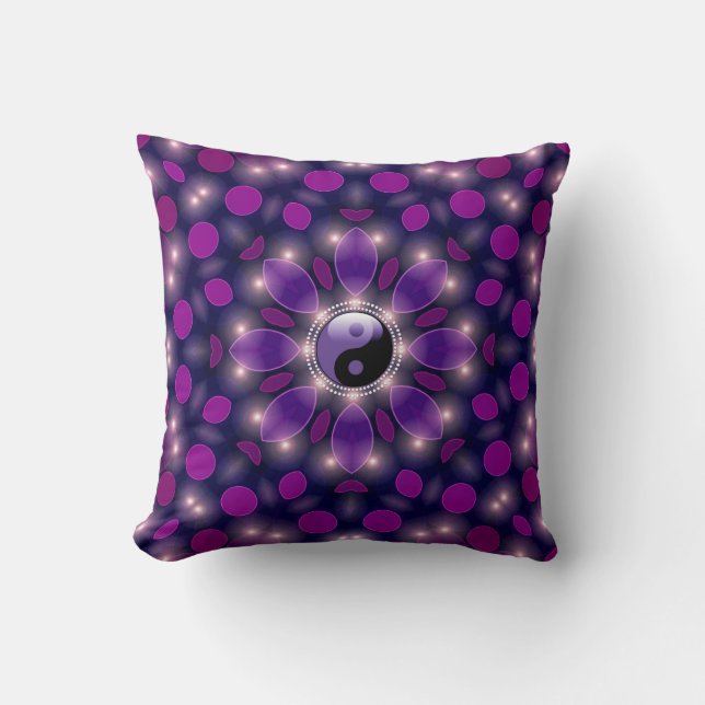 Yin Yang New age Ambient Energy Paarse Cushions Kussen (Voorkant)