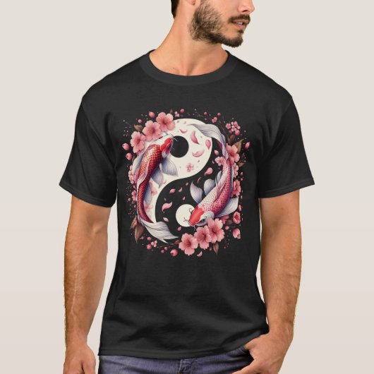Yin Yang Nishikigoi Karper Vis Nishikigoi Cherry T-shirt (Voorkant)
