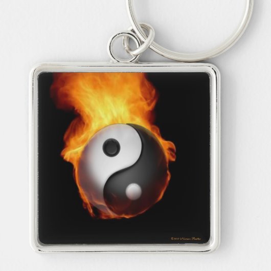 Yin Yang on Fire Sleutelhanger (Voorkant)