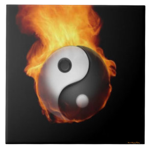 Yin Yang on Fire Tegel Tegeltje