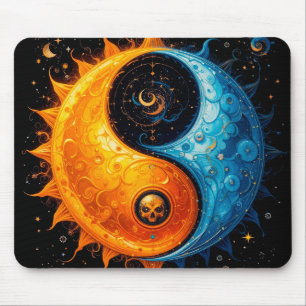 Yin Yang ontwerp dat Zon en Maan vertegenwoordigt Muismat