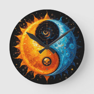 Yin Yang-ontwerp dat zon en maan vertegenwoordigt Ronde Klok