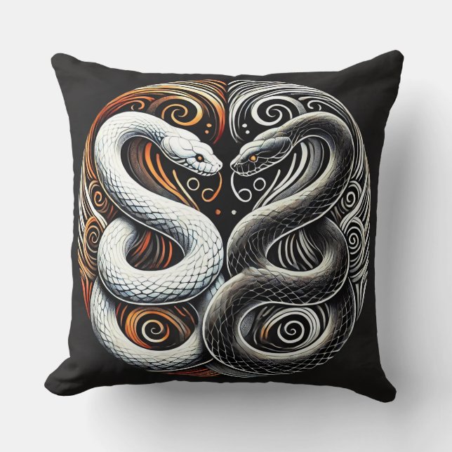 Yin Yang-ontwerp met twee slangen Kussen (Voorkant)
