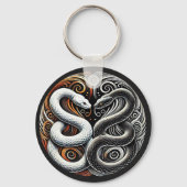 Yin Yang-ontwerp met twee slangen Sleutelhanger (Achterkant)