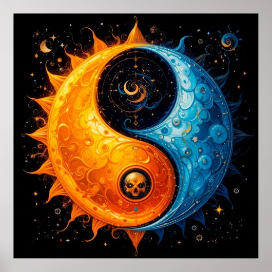 Yin Yang ontwerp voor zon en maan Poster (Voorkant)