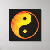Yin Yang Oranje en gele Waterverf op zwart Canvas Afdruk (Voorkant)