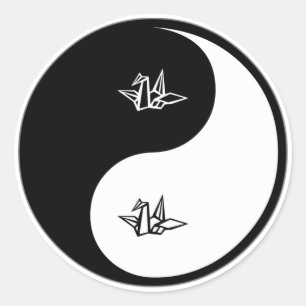 Yin Yang Origami Ronde Sticker