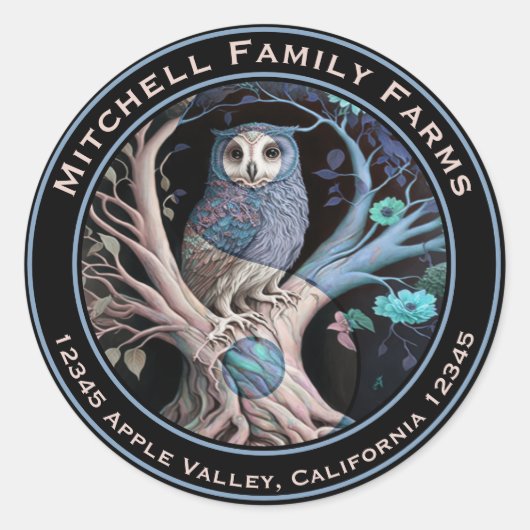 Yin Yang Owl Business Logo Ronde Sticker (Voorkant)