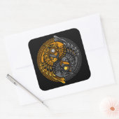 yin yang owl ornament illustratie vierkante sticker (Envelop)
