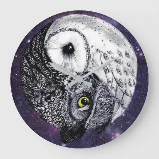 Yin Yang Owls Grote Klok (Voorkant)