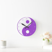 Yin Yang Paars en White Symbol Clock Ronde Klok (Huis)