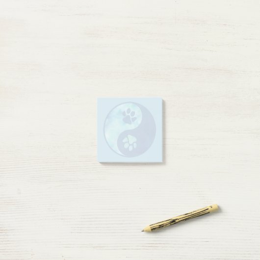 Yin Yang Paw Blue Post-it® Notes (Op bureau)