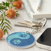 Yin Yang Paw Blue Sleutelhanger (Voorkant Rechts)
