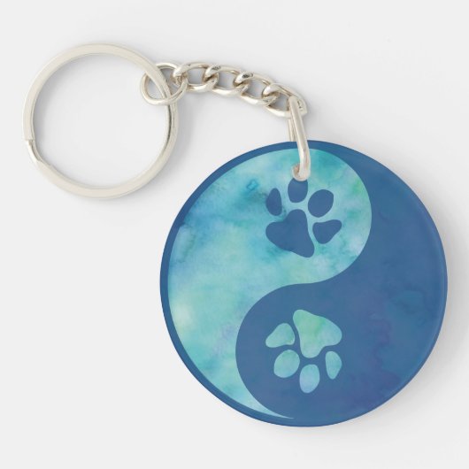 Yin Yang Paw Blue Sleutelhanger (Voorkant)