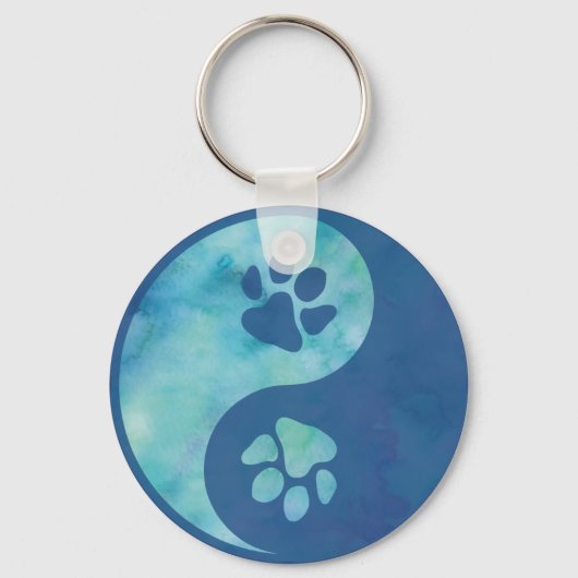 Yin Yang Paw Blue Sleutelhanger (Voorkant)