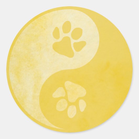 Yin Yang Paw Gold Ronde Sticker (Voorkant)