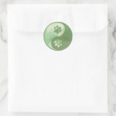 Yin Yang Paw Green Ronde Sticker (Tas)