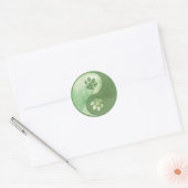 Yin Yang Paw Green Ronde Sticker (Envelop)