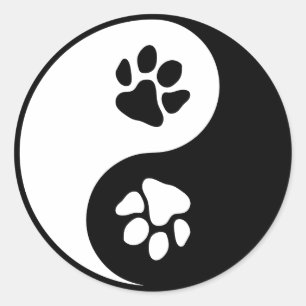 Yin Yang Paw Klassieke Ronde Sticker