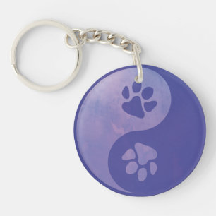 Yin Yang Paw Paarse Sleutelhanger