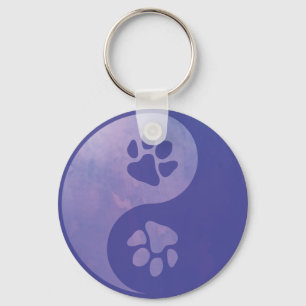 Yin Yang Paw Paarse Sleutelhanger