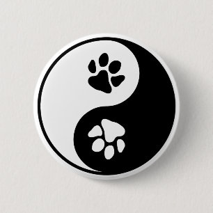 Yin Yang Paw Ronde Button 5,7 Cm