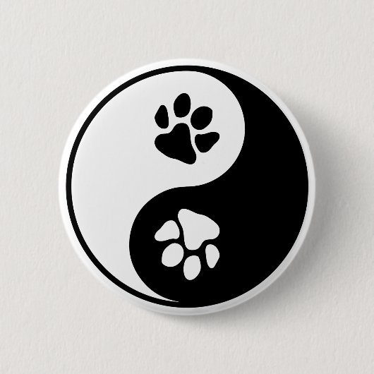 Yin Yang Paw Ronde Button 5,7 Cm (Voorkant)