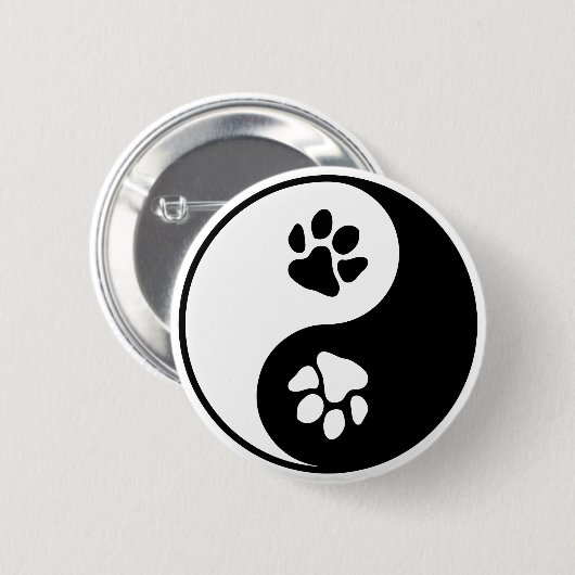 Yin Yang Paw Ronde Button 5,7 Cm (Voorkant /achterkant)