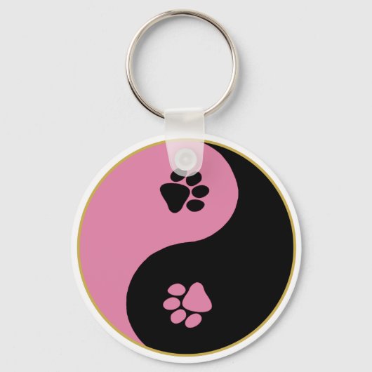 Yin Yang Paws Pink Sleutelhanger (Voorkant)