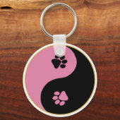 Yin Yang Paws Pink Sleutelhanger (Voorkant)