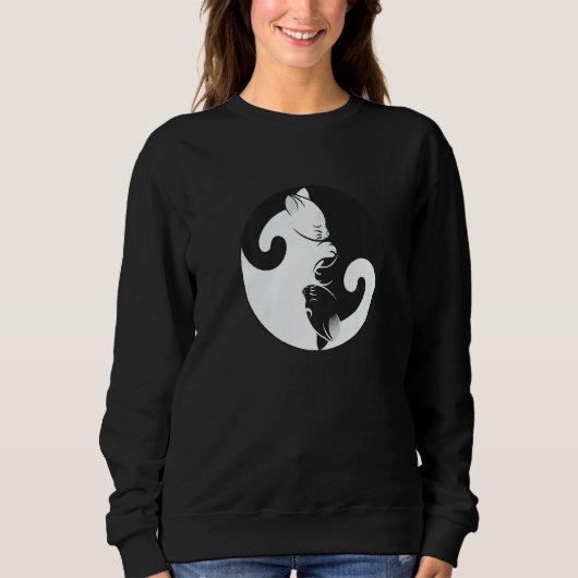 Yin Yang Peace Zen Cat Kitten Lover onderling verb Trui (Voorkant)