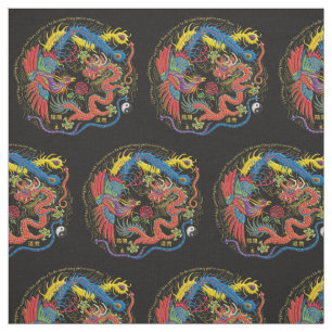 Yin Yang Phoenix en Dragon Fabric Stof