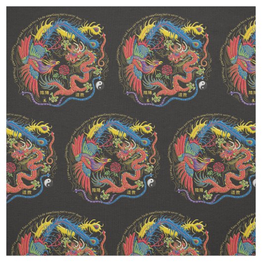 Yin Yang Phoenix en Dragon Fabric Stof (Swatch)