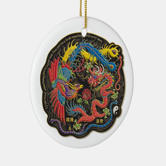 Yin Yang Phoenix en Dragon Kerstversiering Keramisch Ornament (Rechts)